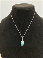 18" necklace w/ emerald & pearl .925 pendant