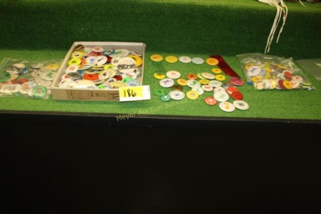 Large assortment of pins- mainly tractor shows