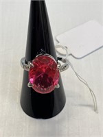 ring size 8 w/ pink gemstones sterling