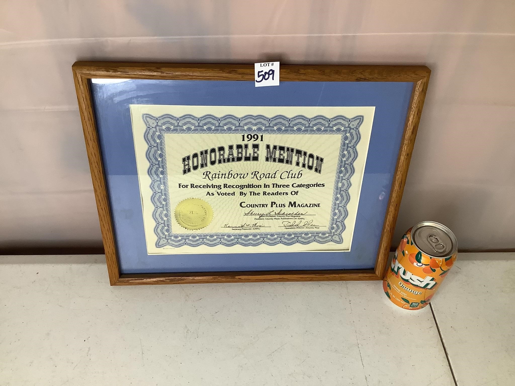 Rainbow Road Recognition Award