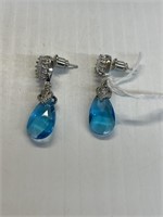 pair of earrings w/ blue gemstones sterling