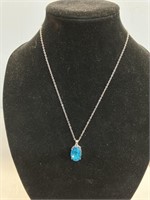 20" necklace w/ blue gemstones sterling pendant