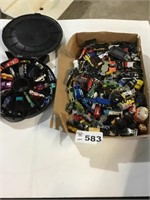 BOX OF HOT WHEELS AND DAMAGED CASE