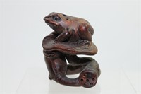 A Wooden Frog Netsuke