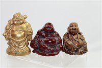 Lot of 3 Laughing Buddha Figurines