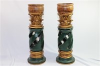 Pair of Wooden Candle Holders