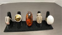 (6) rings with various stones and designs