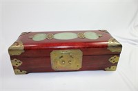 Chinese Jade and Hardwood Jewelry Box
