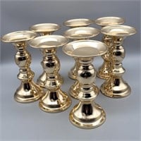 8 BRASS TONE CANDLE HOLDERS