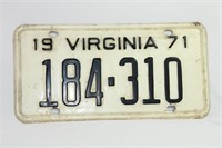 1971 Virginia License Plate