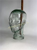 Clear white art glass mannequin head bust wig hat