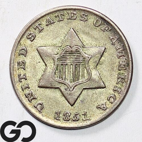 1851 Three Cent Silver Piece, AU Dtls, AU Bid: 130