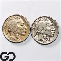 2-coin Lot Buffalo Nickels