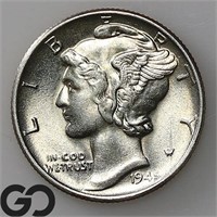 1945 Mercury Dime, Gem BU Bid: 19