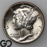 1945-D Mercury Dime, Full Bands, Gem BU FB Bid: 36