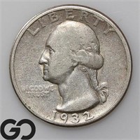 1932-D Washington Quarter, Key Date, VF Bid: 110