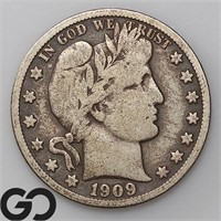 1909-S Barber Half Dollar, FINE Bid: 44