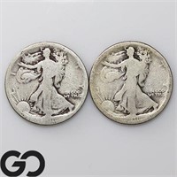 2-coin Lot Walking Liberty Half Dollars