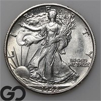 1942-S Walking Liberty 50c, Near Gem BU Bid: 105