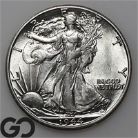 1944-D Walking Liberty 50c, Near Gem BU Bid: 80