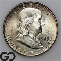 1948-D Franklin Half Dollar, Gem BU FBL Bid: 68