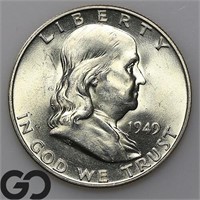 1949-D Franklin Half Dollar, Near Gem BU Bid: 50