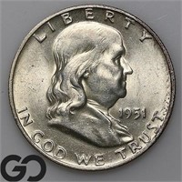 1951-D Franklin Half Dollar, Near Gem FBL Bid: 50
