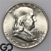 1954-D Franklin Half Dollar, Gem BU FBL Bid: 55