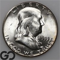 1954-S Franklin Half Dollar, Gem BU Bid: 28