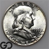 1955 Franklin Half Dollar, Near Gem BU FBL Bid: 28