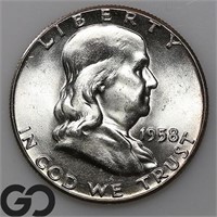 1958 Franklin Half Dollar, Gem BU Bid: 24