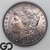 1897 Morgan Silver Dollar, Near Gem BU Bid: 135