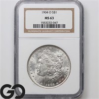 1904-O Morgan Silver Dollar, NGC MS63 Guide: 90