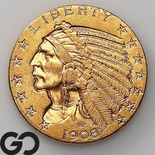 1908 $5 Gold Half Eagle, BU++ Bid: 1,575