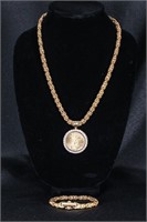 Liberty Gold Necklace with Diamond Bezel and Clasp