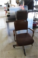 Brown Roller Chair with Plastic Floor Mat