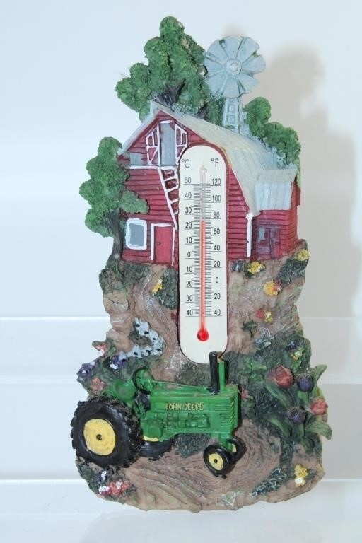 John Deere Tractor and Barn Thermometer