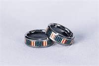 (2) Southern Design American Flag Rings