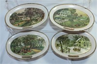 Currier and Ives Four Seasons Metal Trays