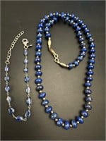 Sterling lapis and blue stone bracelet