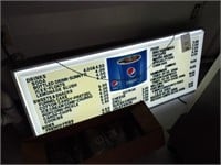 Vintage Light Up Pepsi Cola Sign Menu Board