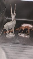 Wooden hand carved antelope statues