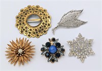 Lot Of 5 Vintage Brooches