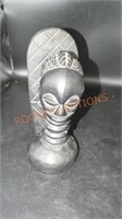 Hand carved wooden statue tribal woman extended