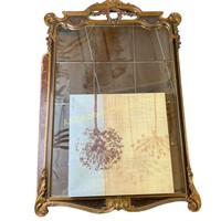 Large Beveled Mirror Features Gold Tone and