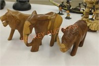 Hand carved wooden African animals