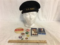 Navy Hat, Buttons, and Medals