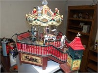 Miniature Carnival Carousel with ticket booth
