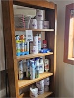 Wooden Over the Toilet Shelf with Contents