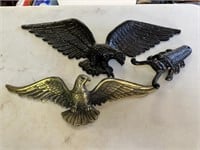(2) WALL HANGING CAST EAGLE DECORATIONS & CAST